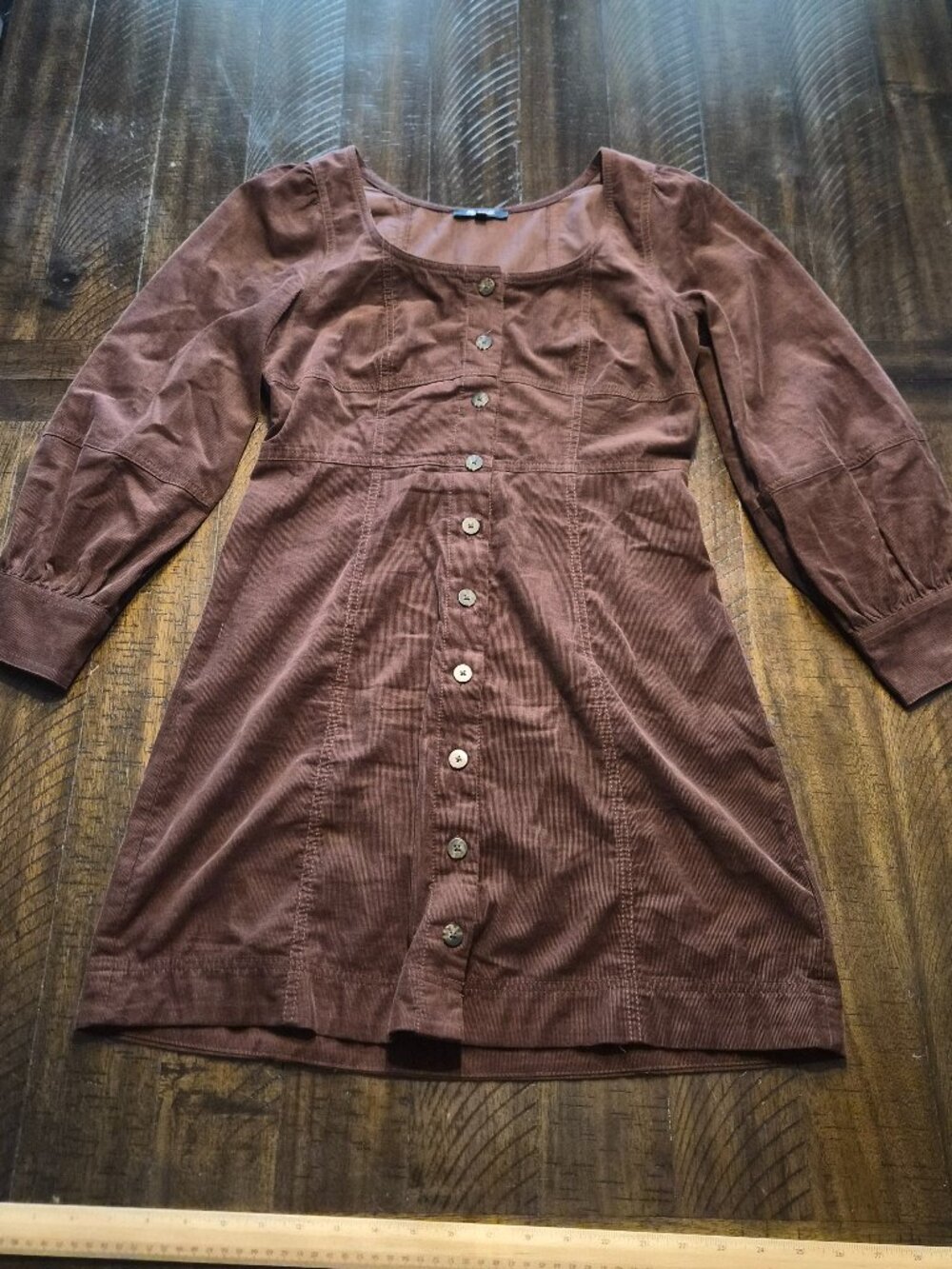 Madewell Dress Womens Size 2 Brown Corduroy Button Front Long Sleeve Mini G782